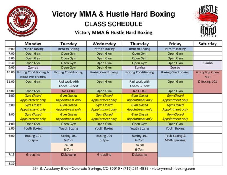 Victory MMA HH Boxing Schedule 2019 Victory MMA